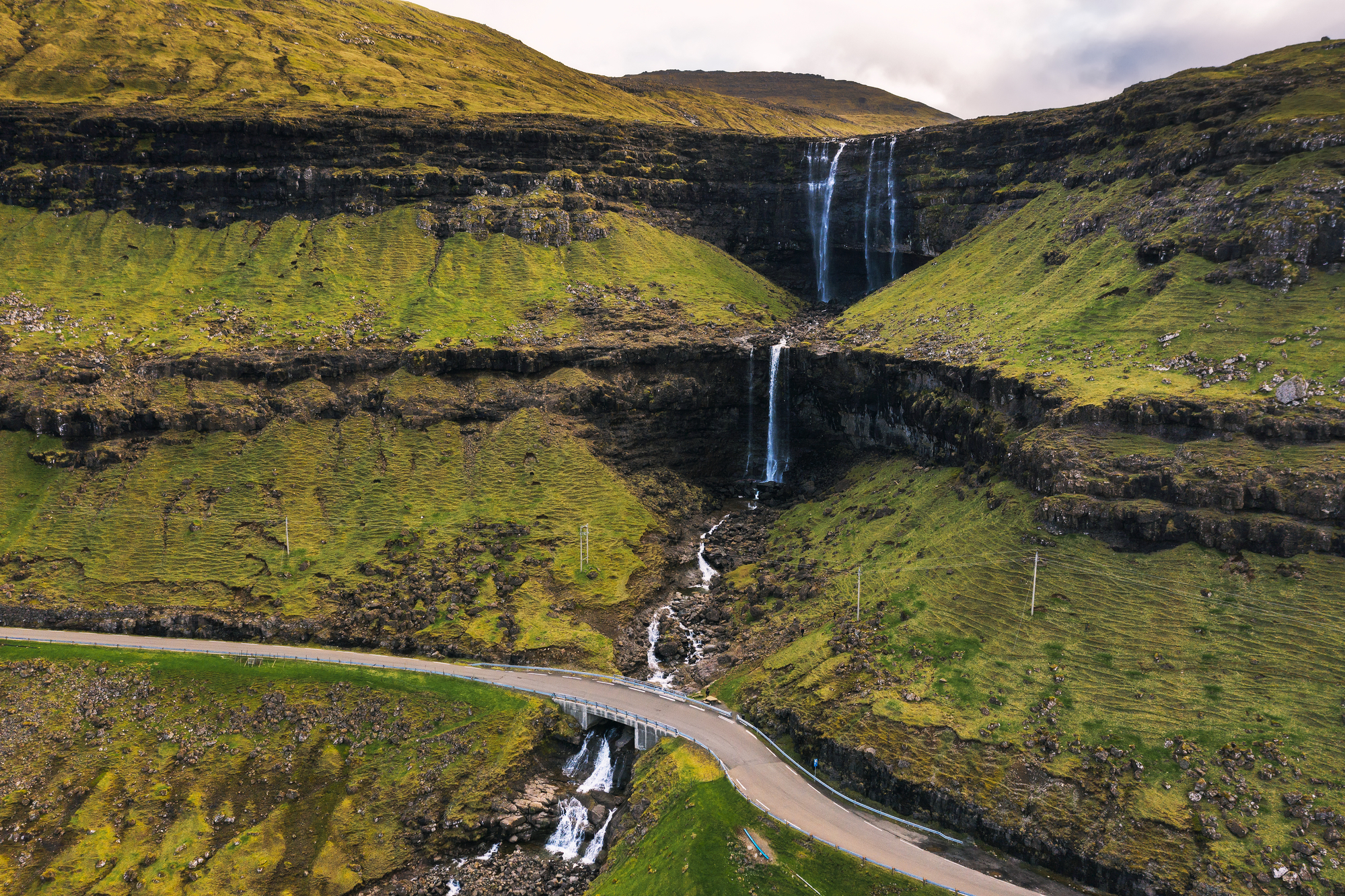 View of the Fossa Waterfall, Faroe Islands